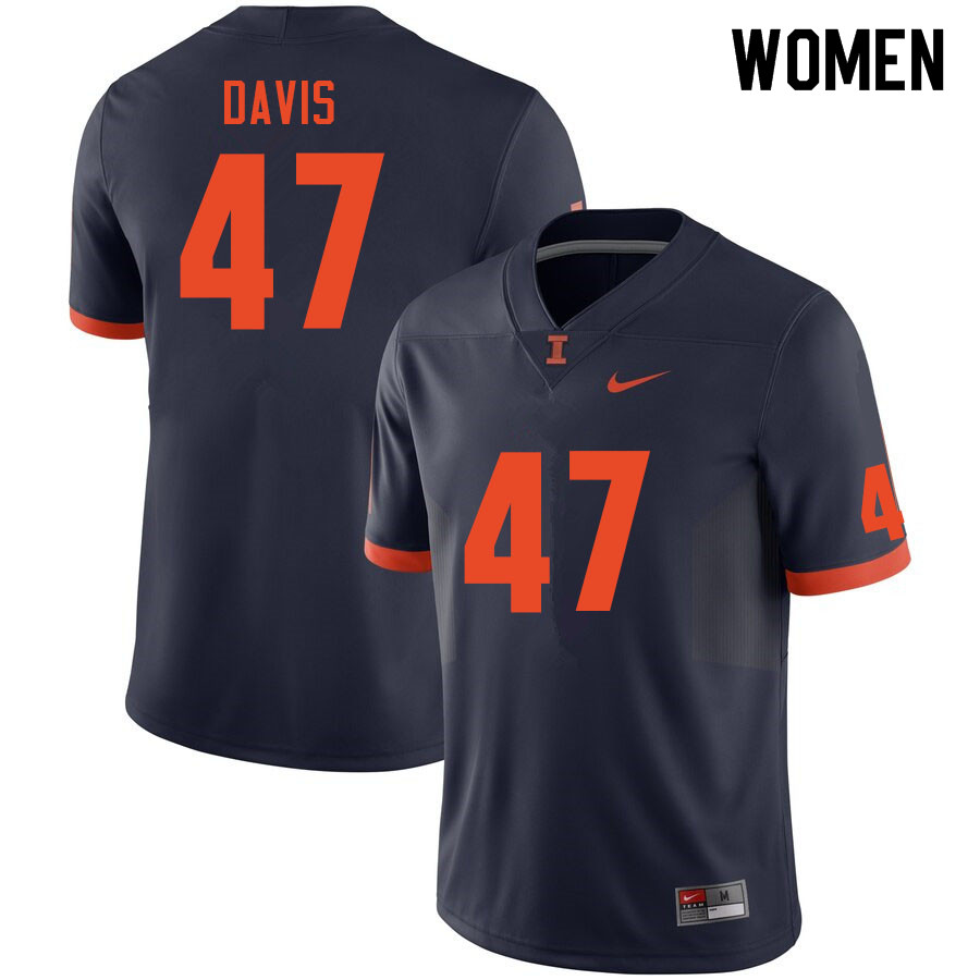 Women #47 Cooper Davis Illinois Fighting Illini College Football Jerseys Sale-Navy